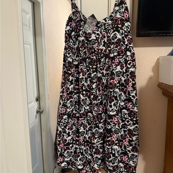Torrid Black and Pink Floral Skull Dress - Picture 1 of 5
